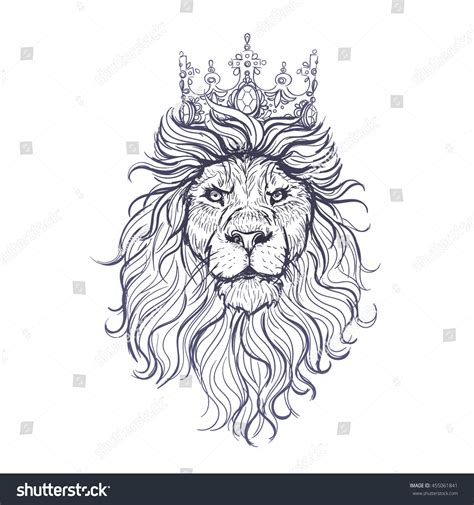 Vector Black White Lion Sketch Stock Vector (Royalty Free) 455061841 ...