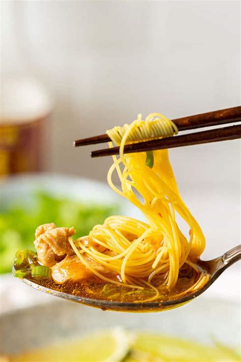 Lemongrass Ginger Chicken Soup With Turmeric Rice Noodles El Mundo Eats