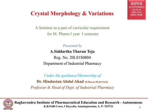 Crystal Morphology & Variations | PPT