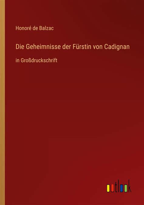 Geheimnisse der Fürstin von Cadignan von Honore de Balzac Bücher