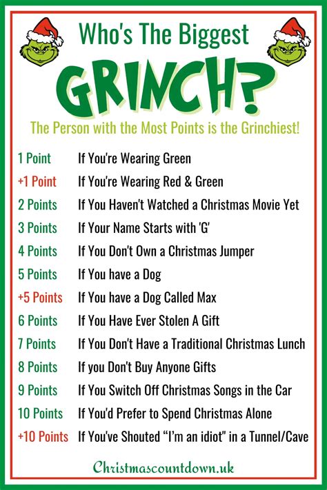 Who's The Biggest Grinch - Free Printable Game