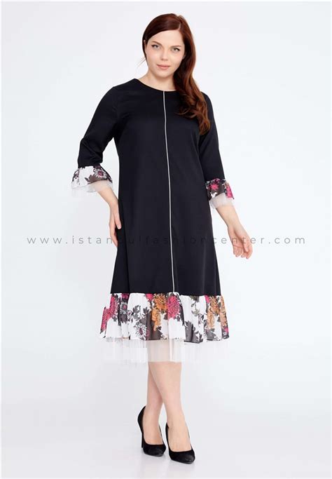 ARIA Long Sleeve Midi Crepe Column Plus Size Black Casual Dress Aot520