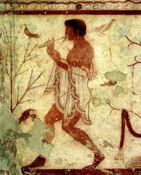 An Ancient Painting Depicting A Man With A Bird In His Hand