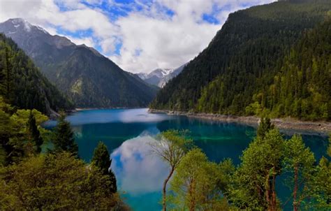 Wallpaper mountains, lake, China, China, reserve, Long Lake, Sichuan, Sichuan, Minshan ...