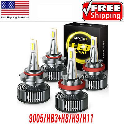 4PCS Combo 9005 H11 LED Headlight Hi Low Beam Bulb 6500K 200W Fog