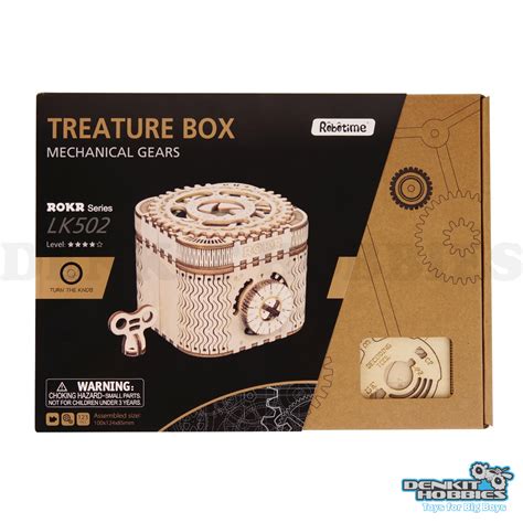 Treasure Box Mechanical Gears 3d Wooden Puzzle Kit Robotime Denkit