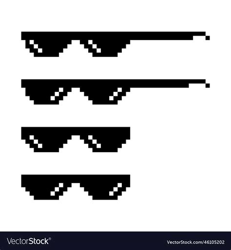 Set Of Fun Retro Pixel Sun Glass Icon Life Style Vector Image