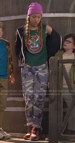 WornOnTV Avas Purple Camo Cargo Pants On Bunkd Shelby Simmons