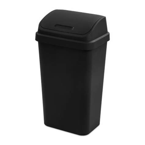 Sterilite 13 Gal Kitchen Swing Top Lidded Wastebasket Trash Can Black