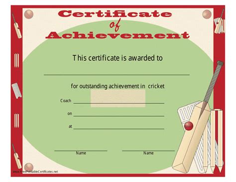 Cricket Certificate of Achievement Template Download Printable PDF ...