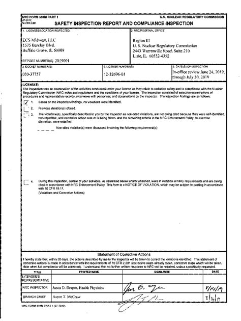 Fillable Online ECS Midwest LLC NRC Form 591M Parts 1 3