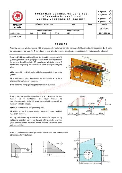 Statik Dersi Vize Sorular Ve Cevaplar Vize Ve Final Sorular