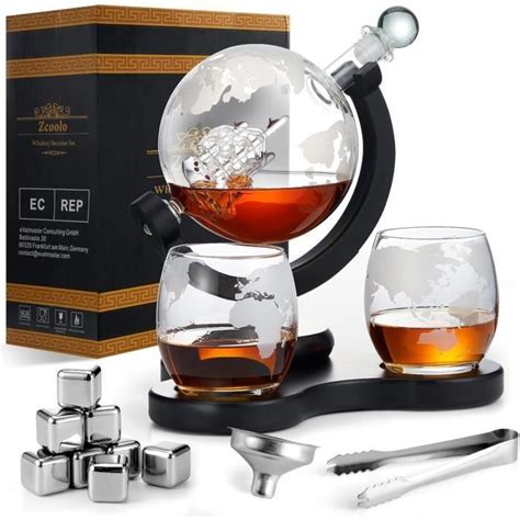 Carafe Whisky Globe Set Ml Avec Verres Globe Grav S Entonnoir