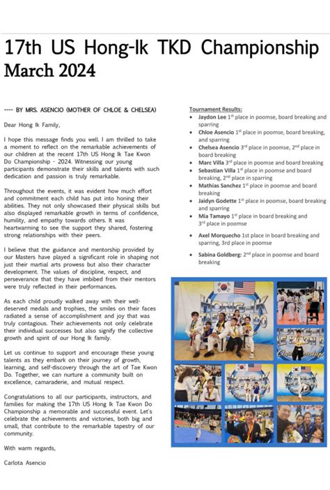 Th Us Hong Ik Tkd Championship Parent Articles Hong Ik Martial