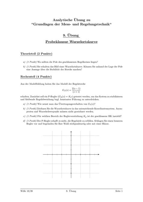 Ue Mit Lsg Probeklausur Wurzelortskurve Analytische Bung Zu