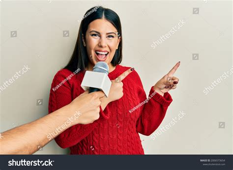 Beautiful Brunette Woman Being Interviewed By Stock Photo 2006573654 Shutterstock