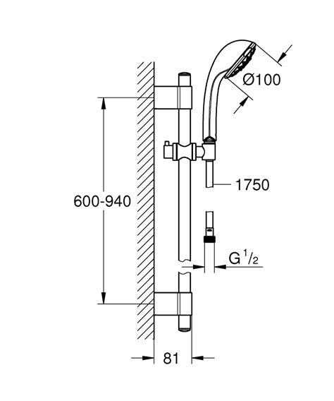 Relexa 100 Five Shower Rail Set 5 Sprays Grohe