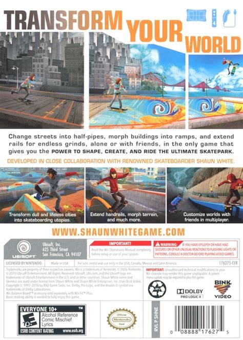 Shaun White Skateboarding Boxarts For Nintendo Wii The Video Games Museum