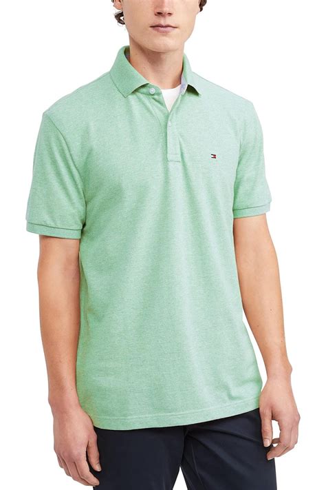 Tommy Hilfiger Medium Soft Green Cotton Pique Polo Shirt Slim Fit Two