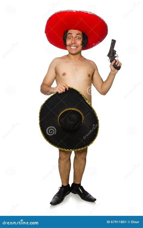 The Naked Mexican Man Isolated On White Stock Image Image Of Angry