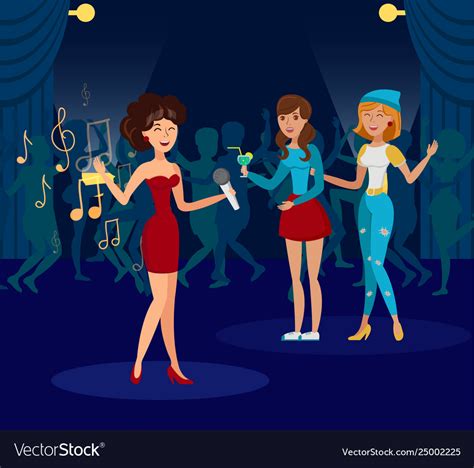 Night Club Karaoke Party Flat Royalty Free Vector Image