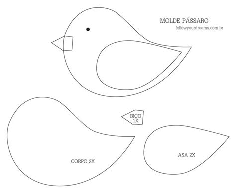 Molde Passarinho De Feltro Artesanato Passo A Passo