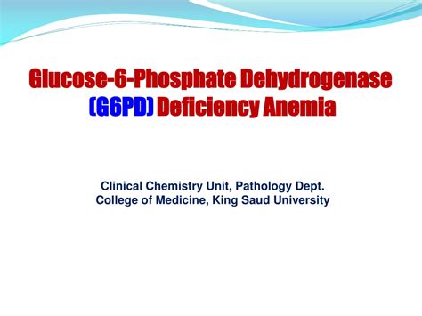 Ppt G6pd Deficiency Anemia Biological Basis Classification And Diagnosis Powerpoint