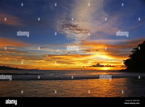 Sunset Pelabuhan Ratu Beach Sukabumi West Java Indonesia Stock Photo