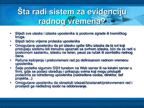 PPT Sistem Za Evidenciju Radnog Vremena PowerPoint Presentation Free