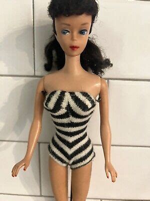 Vintage Mattel 3 Brunette Barbie Doll W Swimsuit And Original