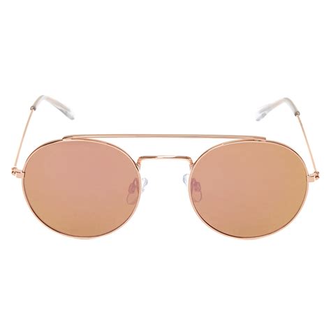 Rose Gold Tone Round Aviator Sunglasses Claires Us