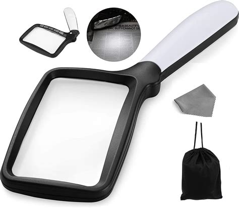 Nazano Rectangular Magnifying Glass With Light Magnifier Large Foldable