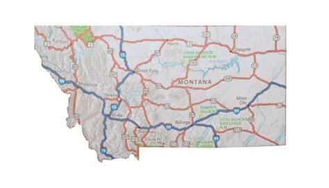 Isolated Montana Map Highways Topography Stock Image - Image of bozeman ...