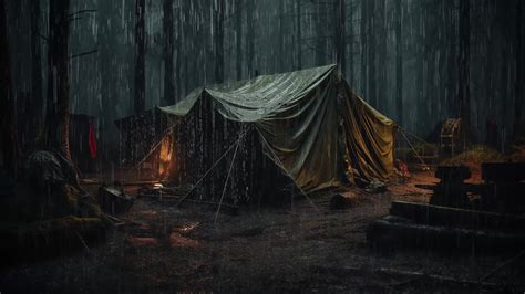 Rain On Tent Solo Camping Asmr With Heavy Rain And Thunder For