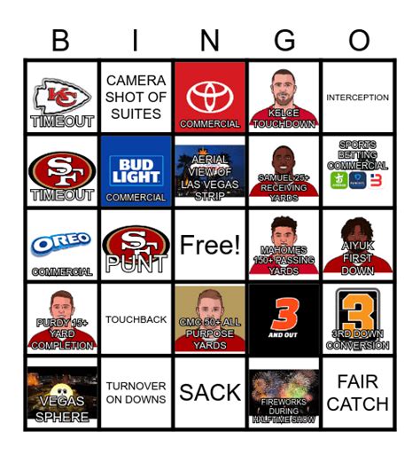 Super Bowl Lviii Bingo Card