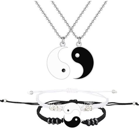 Yin Yang Collier et bracelet Tai Chi fait à la main Corde tressée