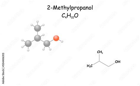 Stylized D Molecule Model Structural Formula Of Methylpropanol