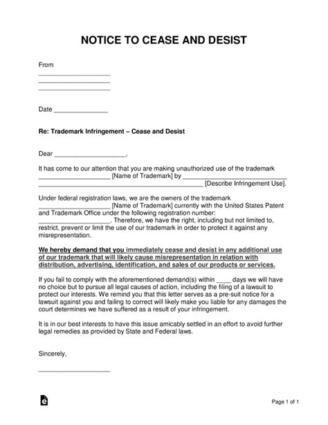 Cease And Desist Letter Patent Infringement Template