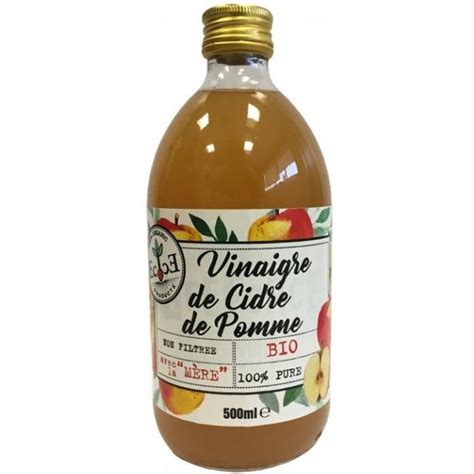 Vinaigre de cidre de pomme pure non filtré avec la mère 0 5l Ecovinal