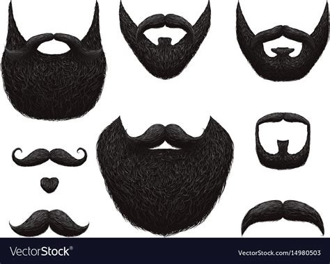 Hand drawn beards and mustaches collection Vector Image