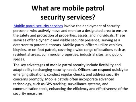 Mobile Patrol Security Vs Static Security Services Pptx