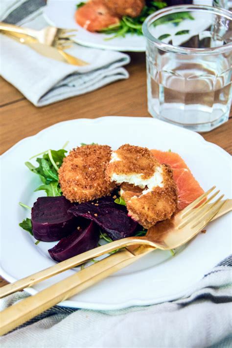 Roasted Beet And Arugula Salad With Fried Goat Cheese Coins The Charming Detroiter