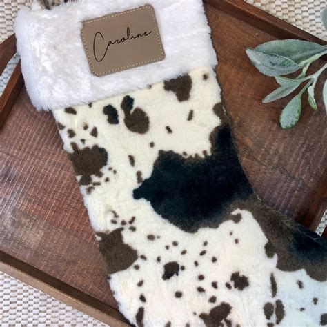 Personalized Cow Print Christmas Stocking Etsy