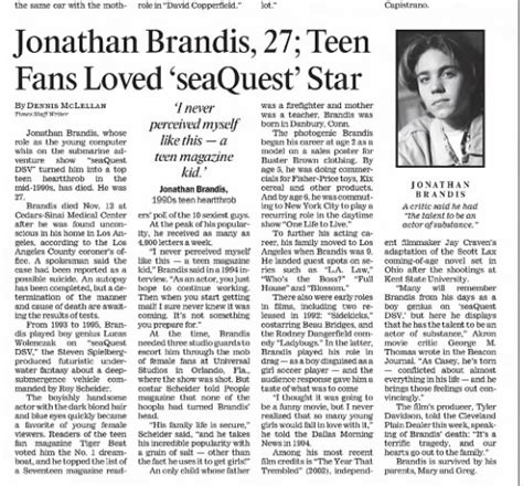 Jonathan Brandis, in memoriam ‘03 - Newspapers.com