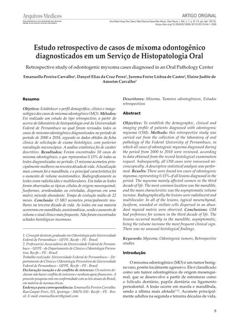 PDF Estudo retrospectivo de casos de mixoma odontogênico