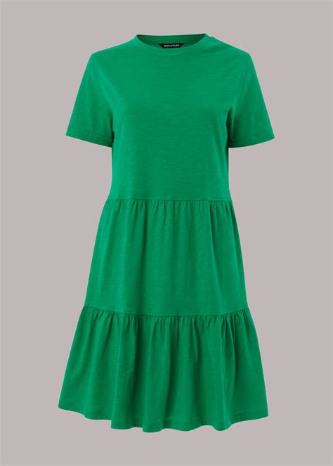 Green Short Tiered Jersey Dress Whistles