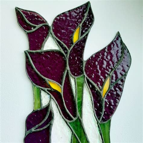 Calla Lily Stained Glass Decor Purple Lilies Suncatcher Flower Etsy