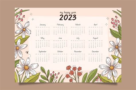 Mod Le De Calendrier Mensuel Dessin La Main Vecteur Gratuite