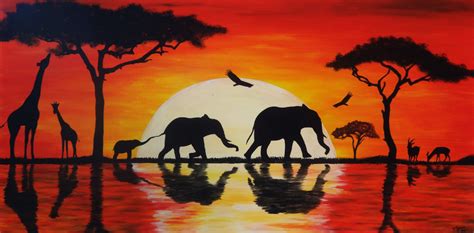 African Sunset Painting At Explore Collection Of