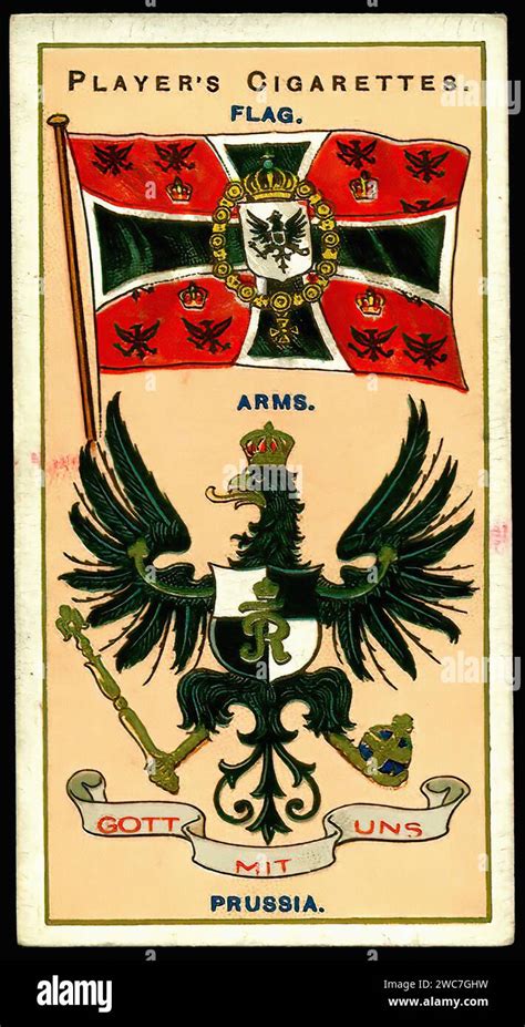 Arms & Flag of Prussia - Vintage Cigarette Card Illustration Stock ...